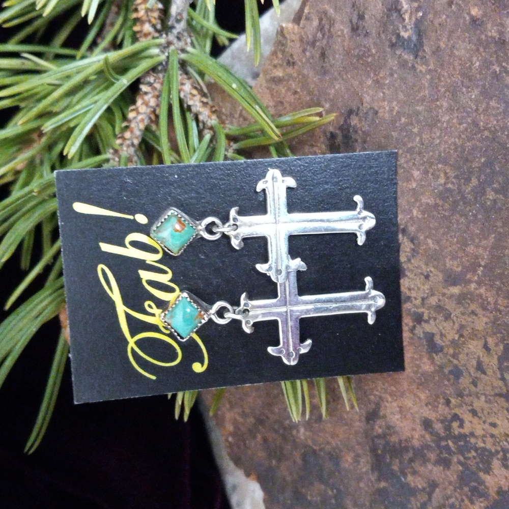 Sterling and Turquoise Cross Post Earrings